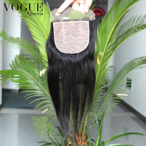 Straight Silk Base 4x4 Lace Closure With Bleached Knots,Natural Color